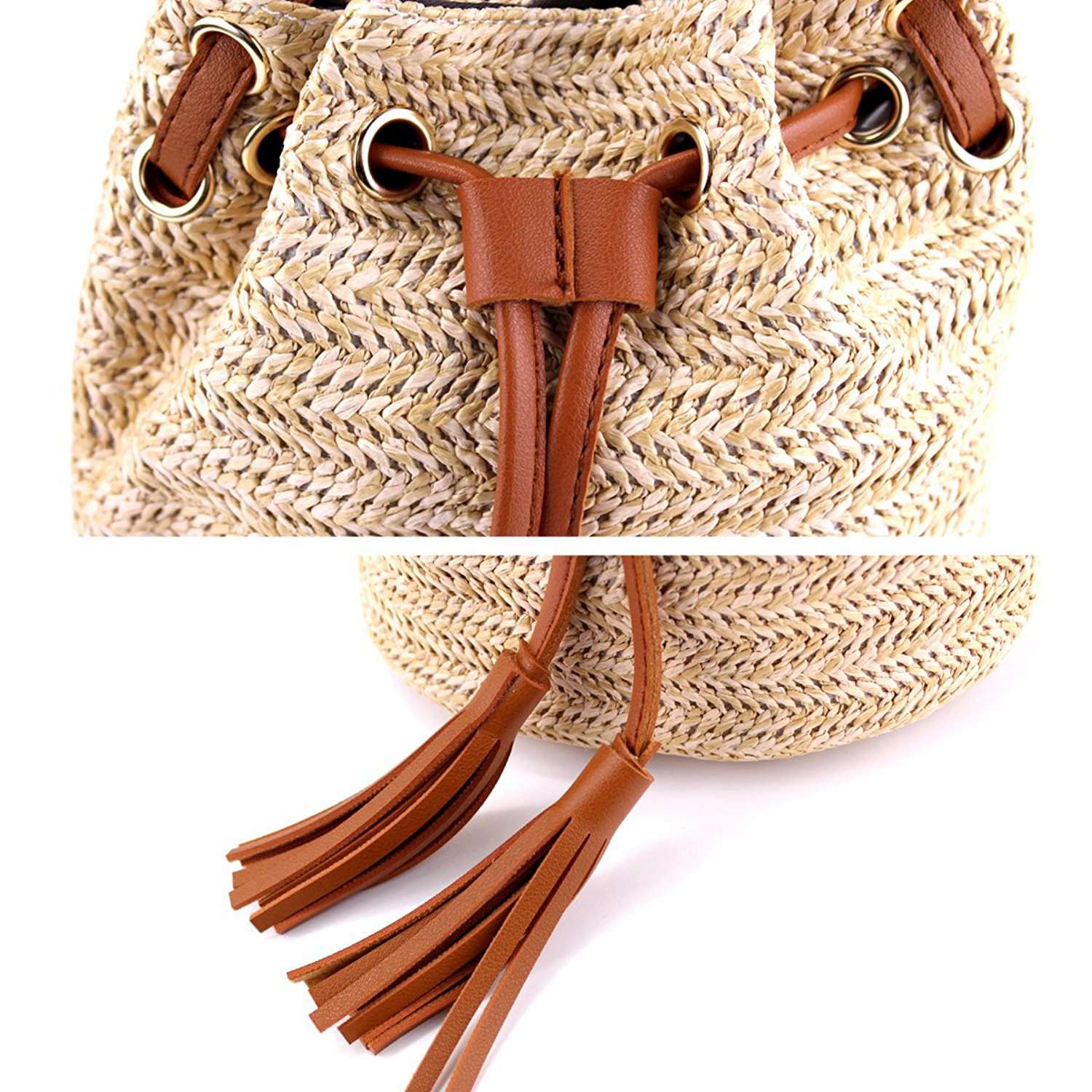 Shoulder Bag Ladies Fabric Summer Beach Bags With Tassels Weaving Crossbody Bag Women Weaving Money Bank Knitted Beach Ha - ebowsos