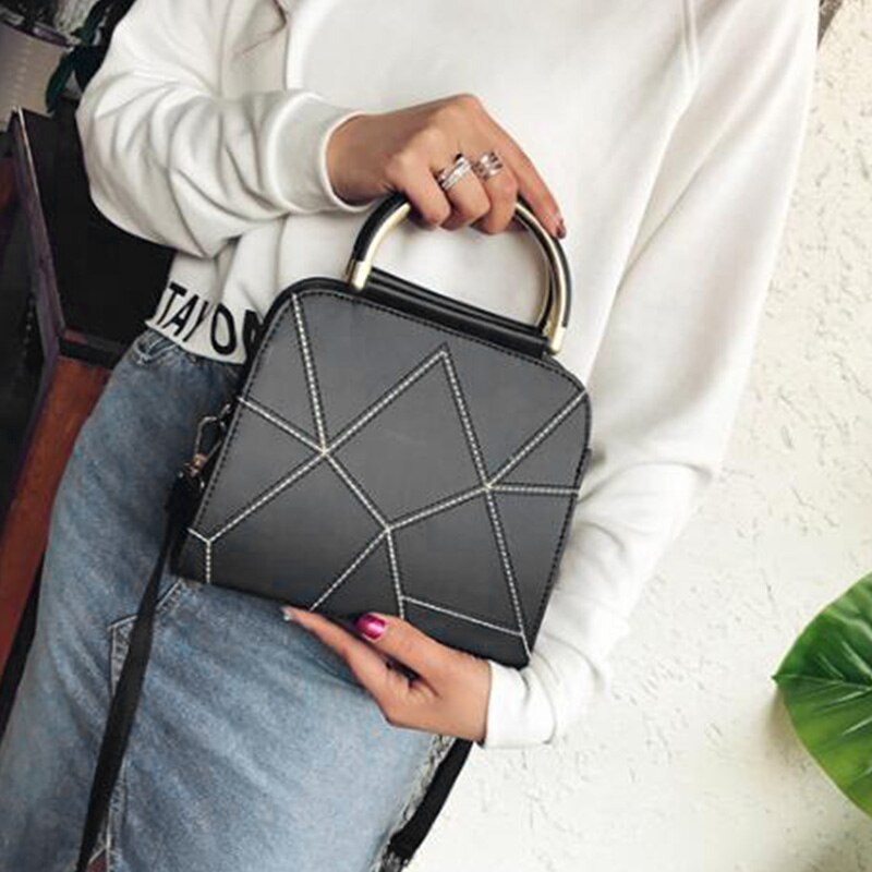 Simple And Stylish Handbag Retro Geometric Flip Casual Messenger Bag - ebowsos