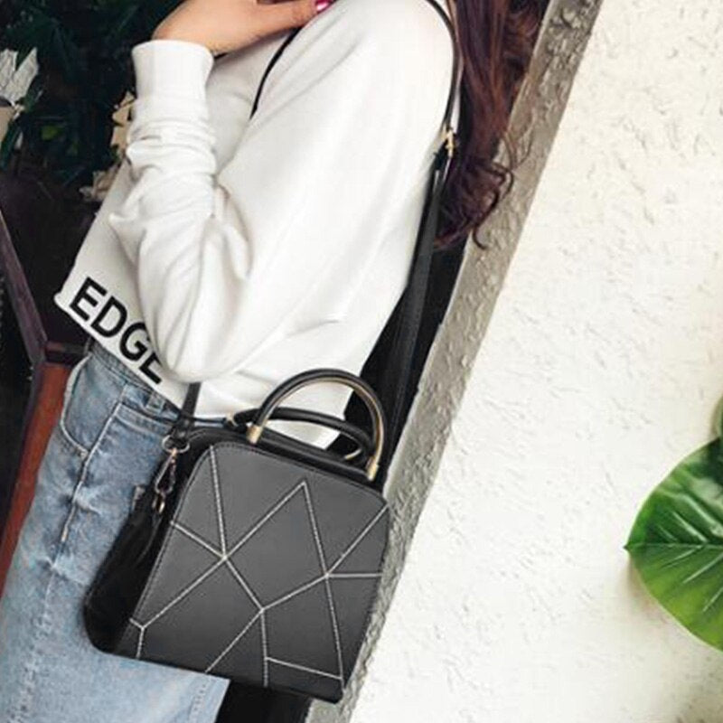 Simple And Stylish Handbag Retro Geometric Flip Casual Messenger Bag - ebowsos