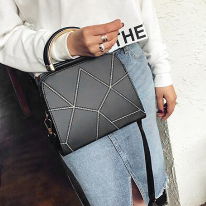 Simple And Stylish Handbag Retro Geometric Flip Casual Messenger Bag - ebowsos