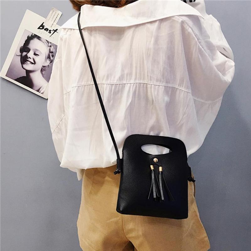 Simple Casual Tassels Hasp Small Handbags Women Girls PU Leather Shoulder Mini Messenger Crossbody Bags Coin Phone Bag La - ebowsos