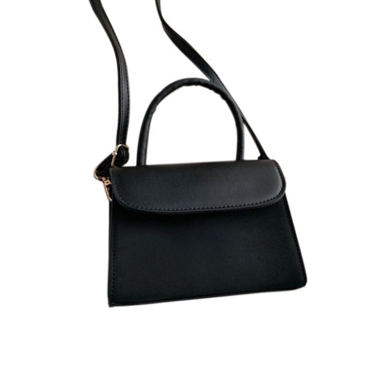 Simple Flap Shoulder PU Leather Bags Women Girls Pure Color Mini Messenger Chest Bag Cross Body Handbags Women - ebowsos