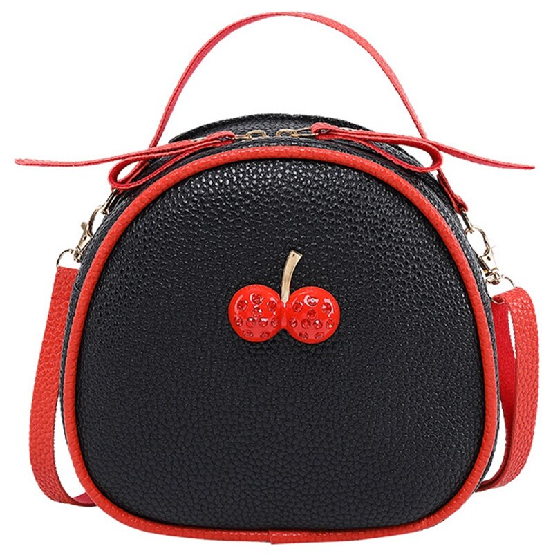 Simple Women Girls Pu Shoulder Bag School Bags Female Travel Casual Zipper Student Cute Cherry Satchel Bolsa - ebowsos