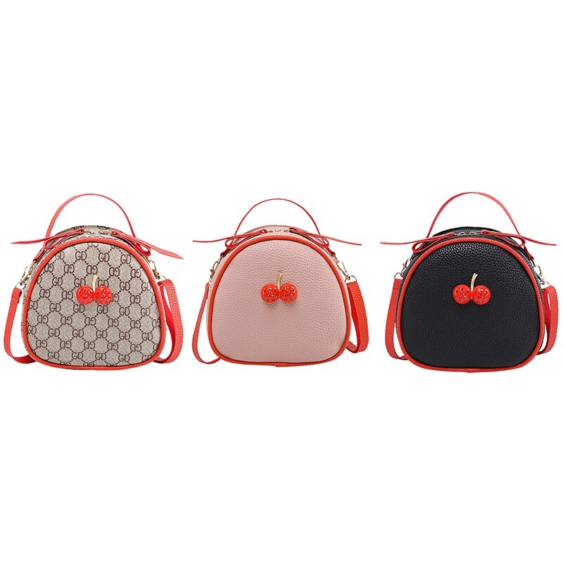 Simple Women Girls Pu Shoulder Bag School Bags Female Travel Casual Zipper Student Cute Cherry Satchel Bolsa - ebowsos