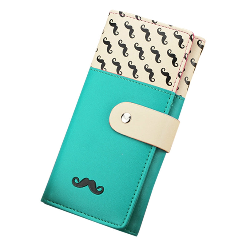 Smooth PU Leather Wallet Cute Mustaches Pattern Purse Clutches Coin Purse Cards Holder Bag for Women - ebowsos