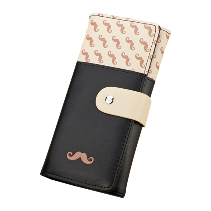 Smooth PU Leather Wallet Cute Mustaches Pattern Purse Clutches Coin Purse Cards Holder Bag for Women - ebowsos