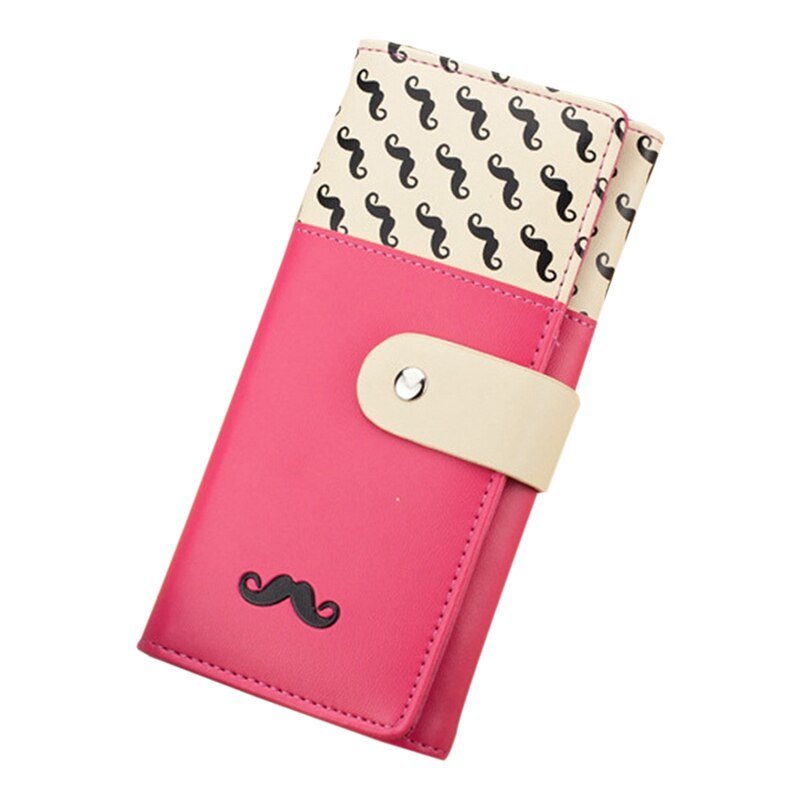 Smooth PU Leather Wallet Cute Mustaches Pattern Purse Clutches Coin Purse Cards Holder Bag for Women - ebowsos