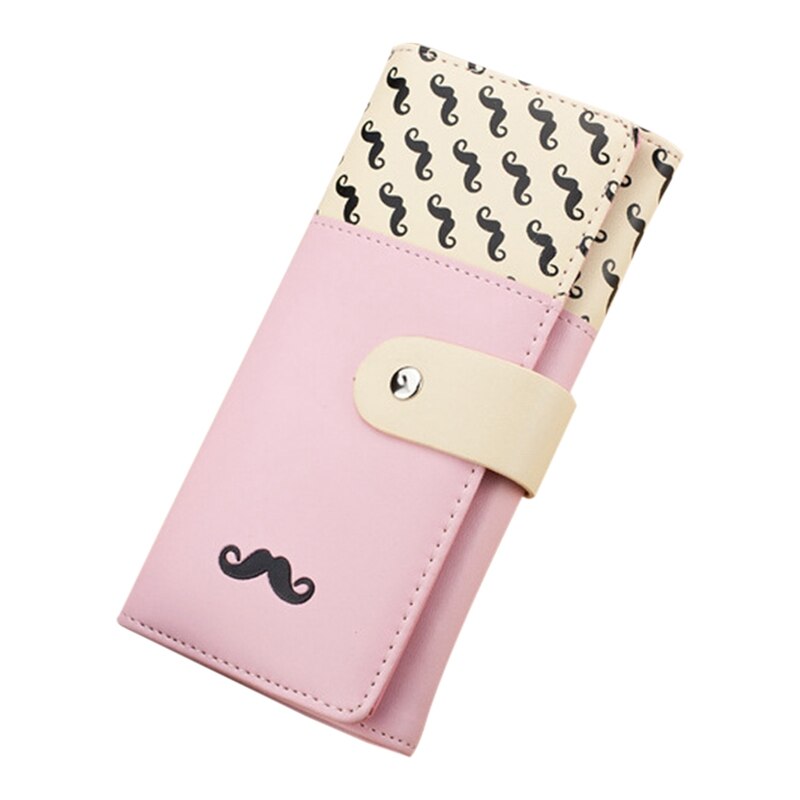 Smooth PU Leather Wallet Cute Mustaches Pattern Purse Clutches Coin Purse Cards Holder Bag for Women - ebowsos