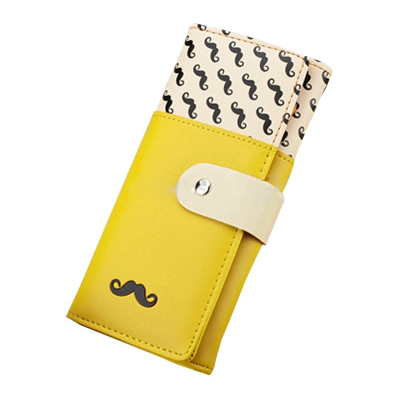 Smooth PU Leather Wallet Cute Mustaches Pattern Purse Clutches Coin Purse Cards Holder Bag for Women - ebowsos