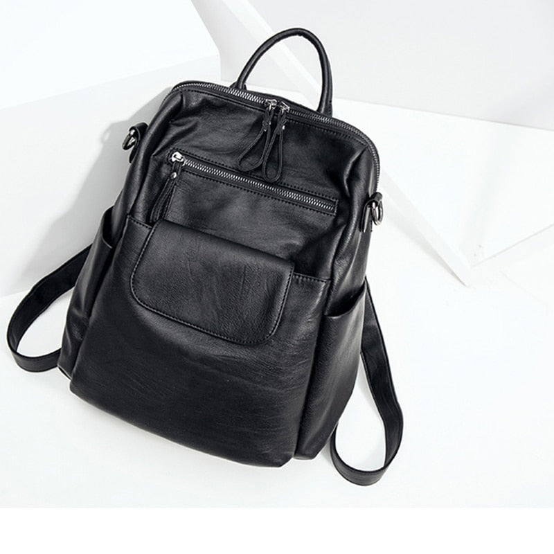 Soft PU Leather Backpack for Women Satchel Shoulder Bag - ebowsos