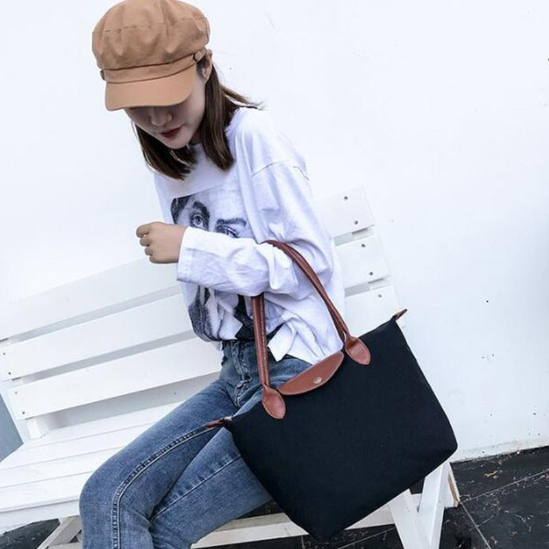 Solid Color Simple Handbag Fashion Wild Practical Ladies Casual Canvas Handbag - ebowsos