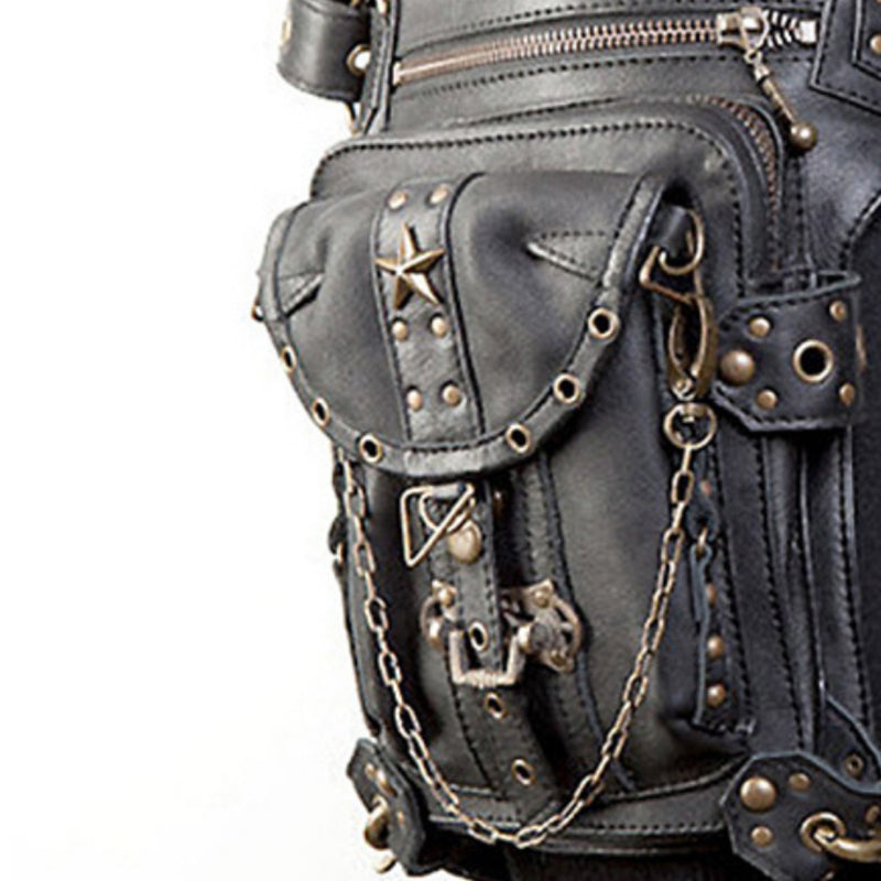 Steampunk Retro Motorcycle Bag Lady Bag Retro Rock Goth Shoulder Waist Bag Leg Bag - ebowsos