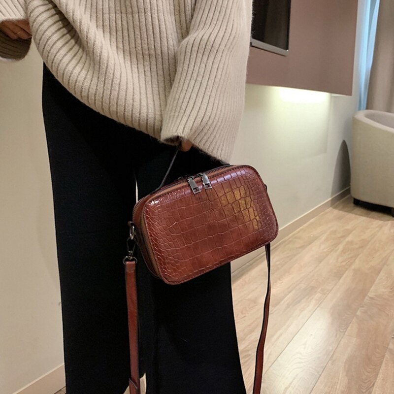 Stone Pattern Crossbody Bags For Women Fashion Small Solid Colors Shoulder Bag Female Handbags And Purses With Handle - ebowsos