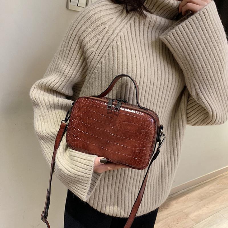 Stone Pattern Crossbody Bags For Women Fashion Small Solid Colors Shoulder Bag Female Handbags And Purses With Handle - ebowsos