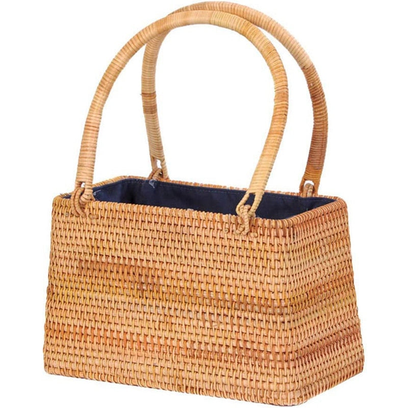 Storage Basket Fashion Women Handmade Rattan Storage Basket Bamboo Bag Travel Holder Organizer Handbags - ebowsos