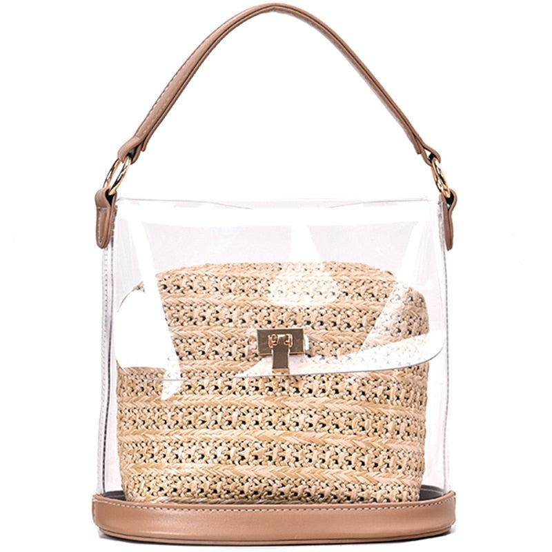 Straw Bag For Women New Summer Small Ladies Travel Crossbody Bags Fashion Transparent Beach Bags Female Handbags And Purs - ebowsos