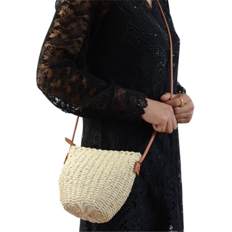 Straw Children Messenger Bag For Key Woven Beach Bag Of Kids Oblique Grass Weave Bag New Crossbody Bags - ebowsos