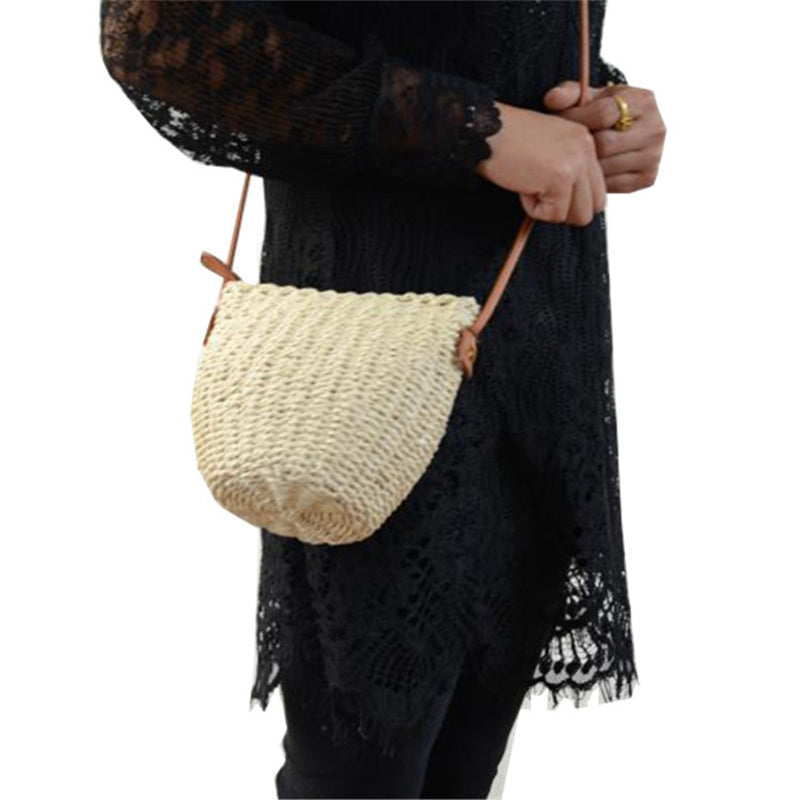 Straw Children Messenger Bag For Key Woven Beach Bag Of Kids Oblique Grass Weave Bag New Crossbody Bags - ebowsos