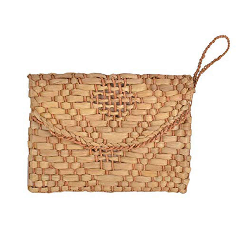 Straw Clutch Purse Women Wristlet Clutch Handbag Envelope Bag Large Wallet Summer Beach Bag - ebowsos