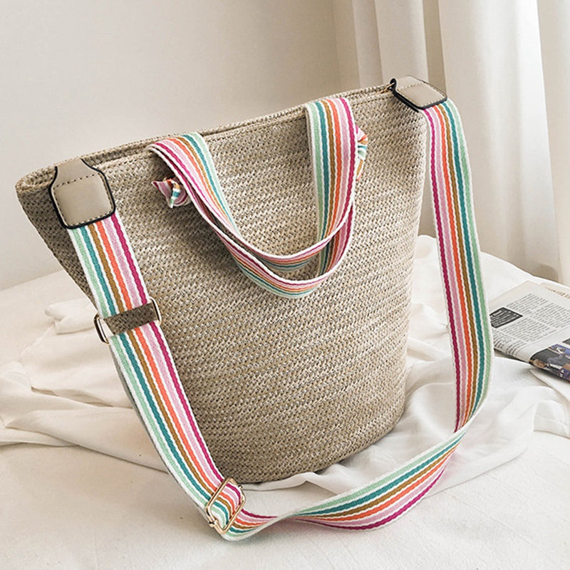 Straw Shoulder Bags For Women Summer Beach Bag Ladies Crossbody Messenger Bag Female Travel Handbags Totes - ebowsos