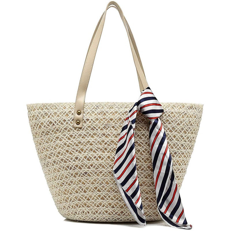 Straw Tote Handbags For Women Beach Bags Woven Straw Purses Shoulder Bags For Girls Summer Outfits,White - ebowsos