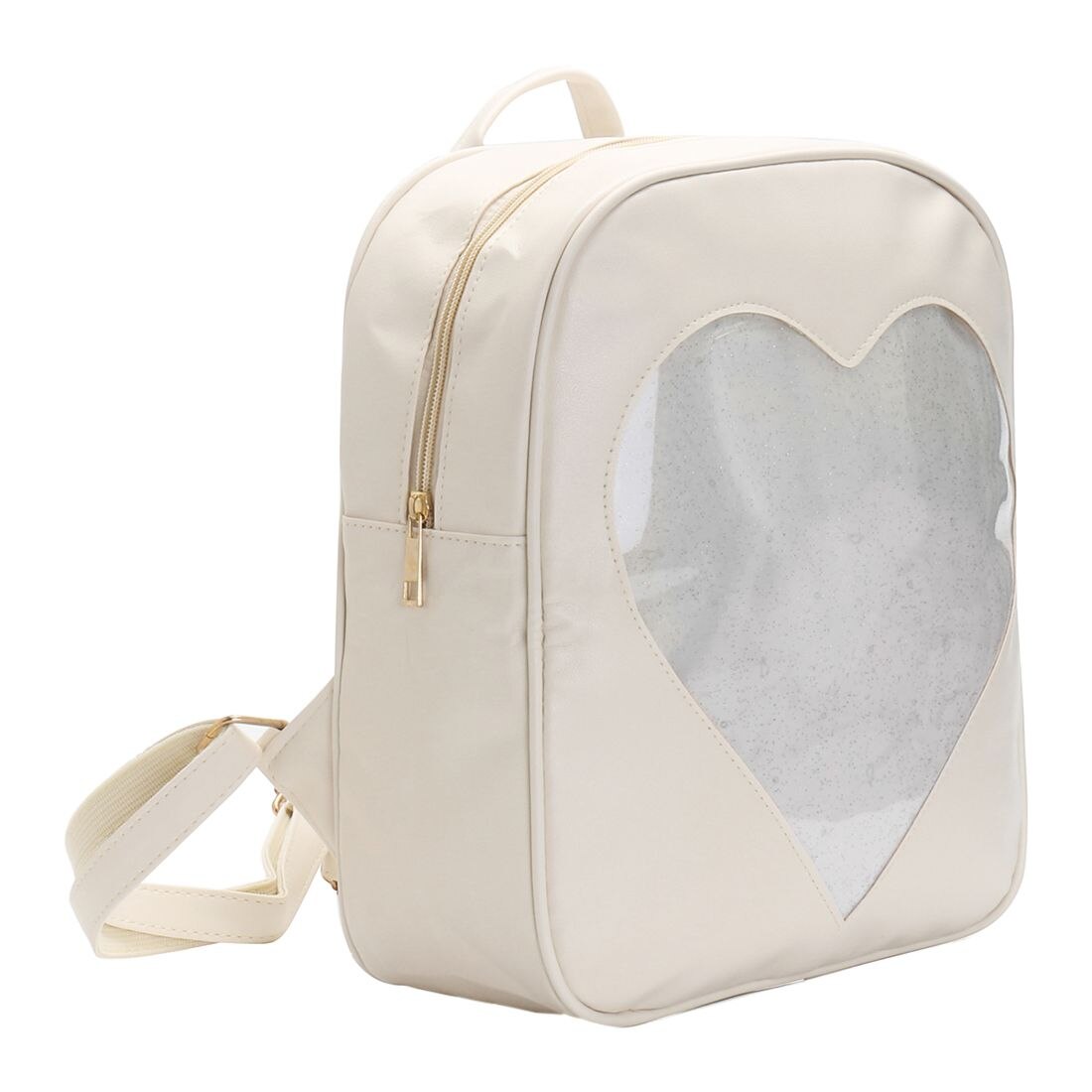 Style Women Transparent Heart Shaped Backpack Schoolbag Travel Hiking Bags - ebowsos