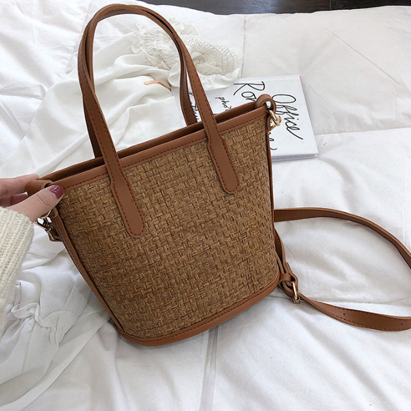 Summer Female New Straw Bag Japan And South Korea Simple Shoulder Slung Portable Beach Bag - ebowsos