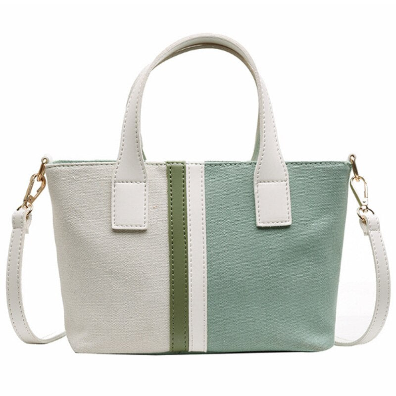 Summer Large-Capacity Bag Handbag New Fashion Crossbody Bag Wild Canvas Shoulder Bag - ebowsos