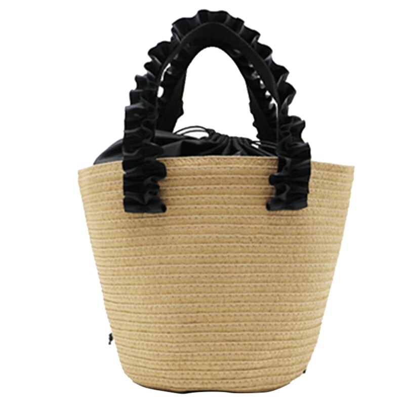 Summer New Lace Straw Beach Bag Handmade Woven Tote Women Travel Handbags Luxury Designer Shopping Hand Bags - ebowsos