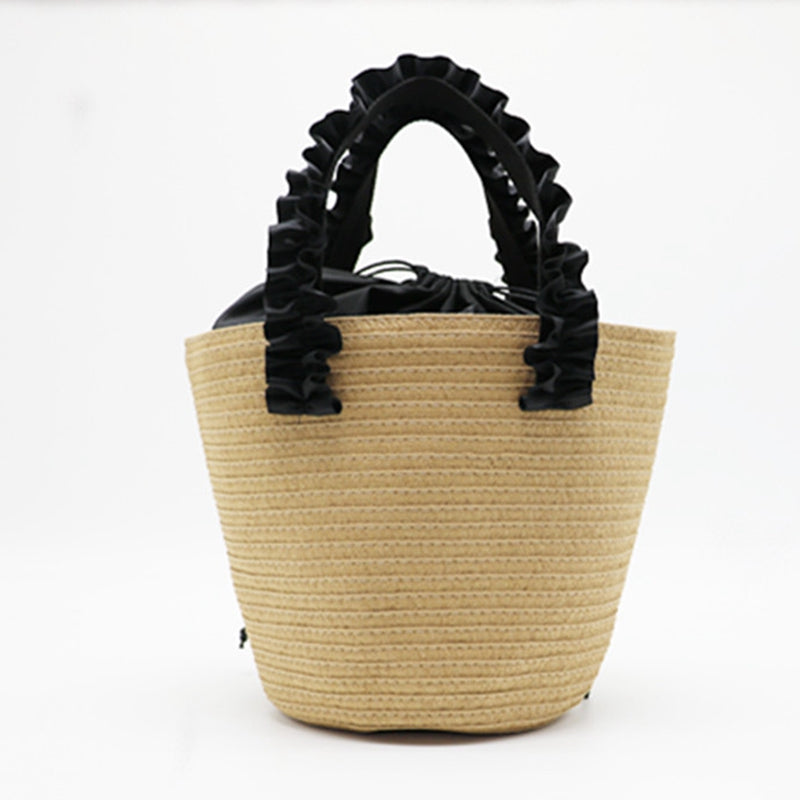 Summer New Lace Straw Beach Bag Handmade Woven Tote Women Travel Handbags Luxury Designer Shopping Hand Bags - ebowsos