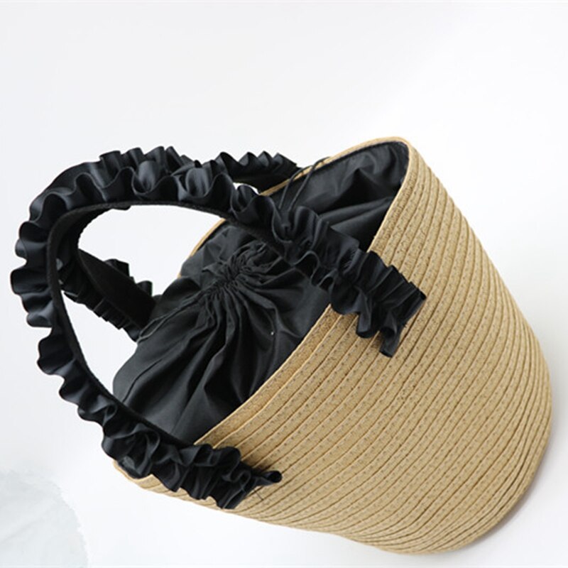 Summer New Lace Straw Beach Bag Handmade Woven Tote Women Travel Handbags Luxury Designer Shopping Hand Bags - ebowsos