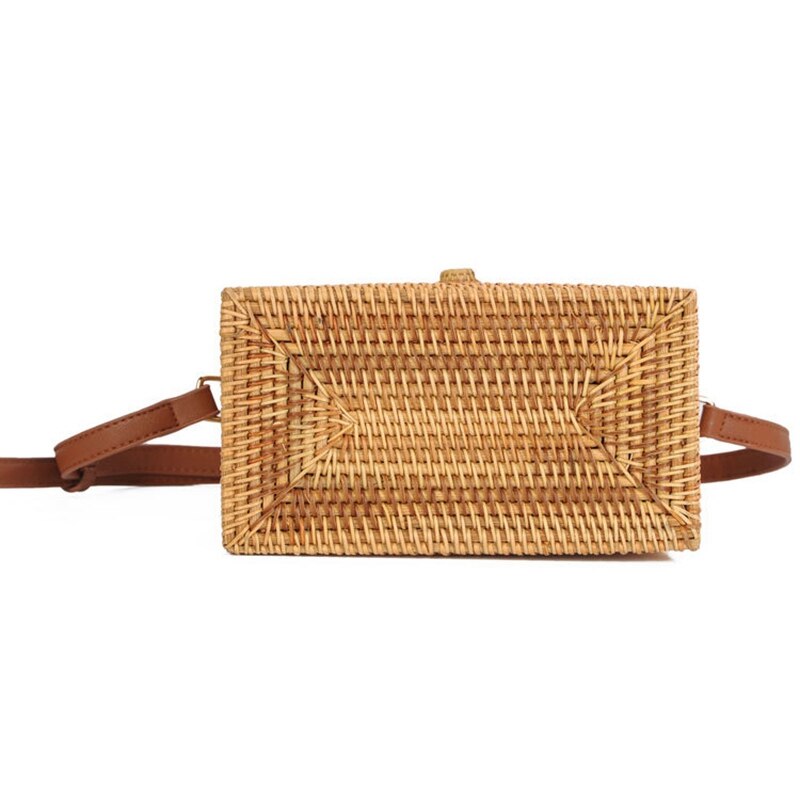 Summer Rattan Bag Hand-Woven Beach Messenger Bag Bohemian Handbag - ebowsos