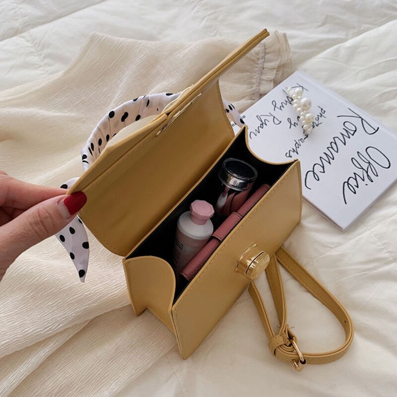 Summer Small Bag Female Personality Lock Small Square Bag Silk Scarf Portable Diagonal Shoulder Bag Korean Version Of The - ebowsos