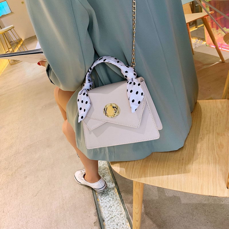 Summer Small Bag Female Personality Lock Small Square Bag Silk Scarf Portable Diagonal Shoulder Bag Korean Version Of The - ebowsos