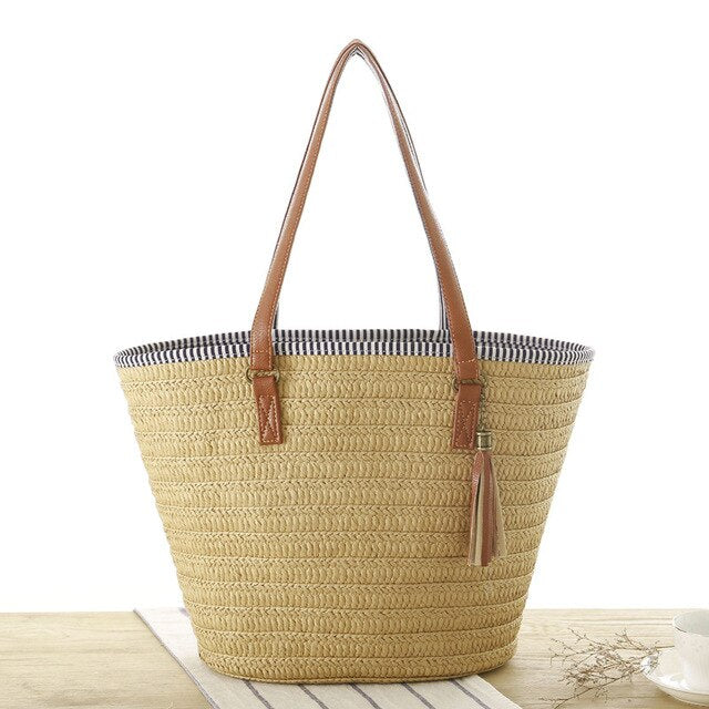 Summer Style Beach Bag Women Tassel Shoulder Bag Handbags High Quality Ladies Casual Travel Bags - ebowsos