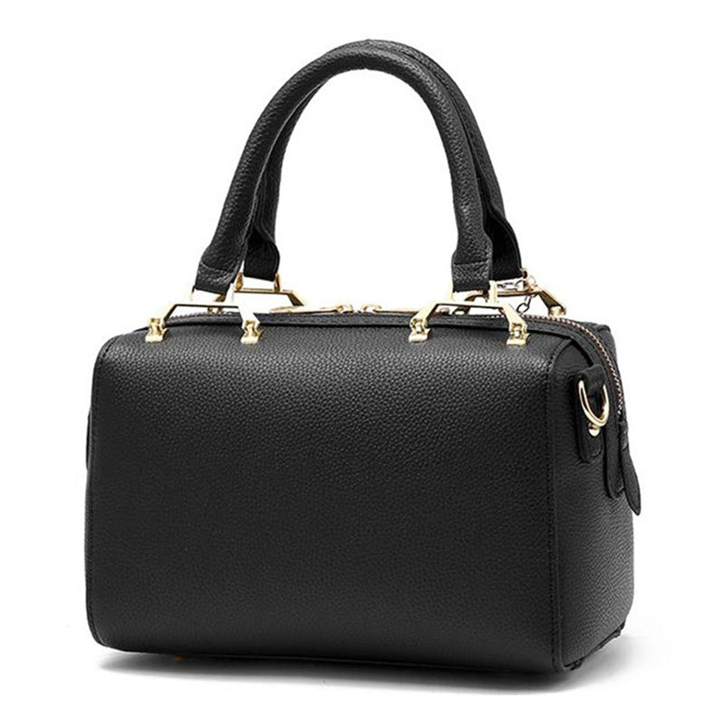 Summer Women bags Floral women's Leather handbag Fashion Elegant Shoulder bag Barrel-shaped Tote bag black - ebowsos