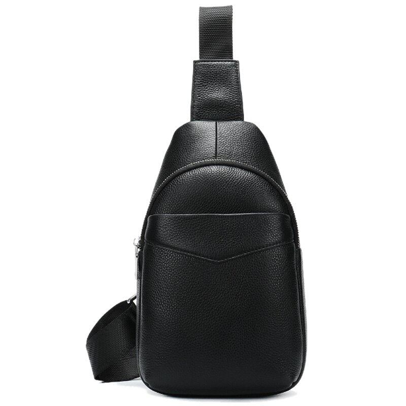 The First Layer Of Genuine Leather Outdoor Multi-Function Male Chest Bag Casual Sling Shoulder Bag Chest Bag - ebowsos