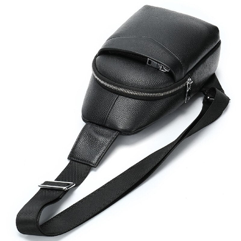 The First Layer Of Genuine Leather Outdoor Multi-Function Male Chest Bag Casual Sling Shoulder Bag Chest Bag - ebowsos