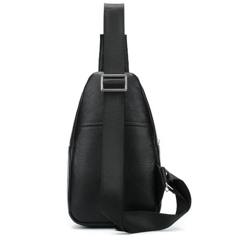 The First Layer Of Genuine Leather Outdoor Multi-Function Male Chest Bag Casual Sling Shoulder Bag Chest Bag - ebowsos