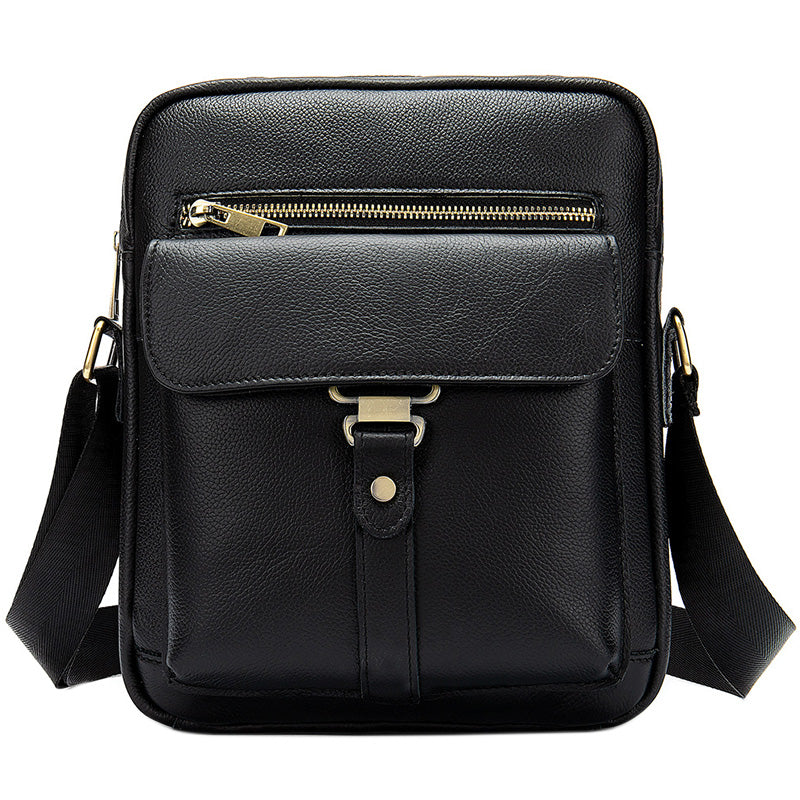 The First Layer Of Leather Men'S Bag Fashion Single Shoulder Vertical Briefcase Casual Retro Messenger Bag - ebowsos