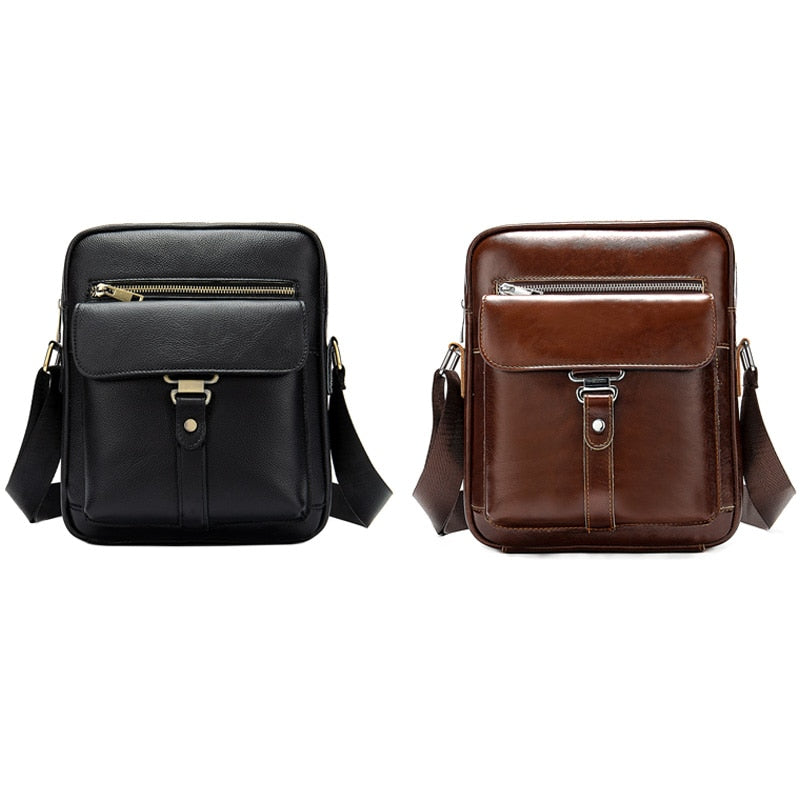 The First Layer Of Leather Men'S Bag Fashion Single Shoulder Vertical Briefcase Casual Retro Messenger Bag - ebowsos