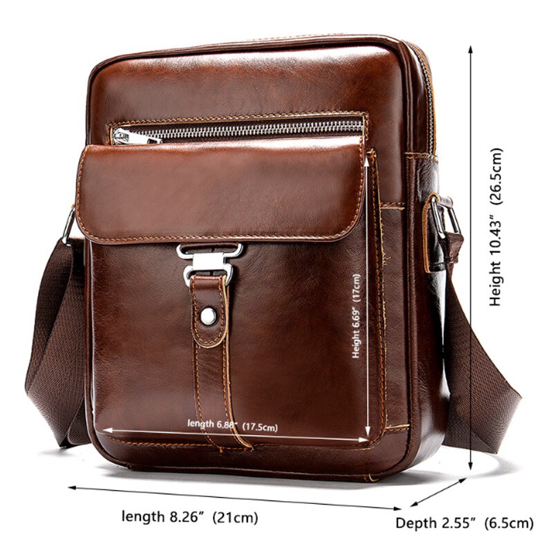 The First Layer Of Leather Men'S Bag Fashion Single Shoulder Vertical Briefcase Casual Retro Messenger Bag - ebowsos