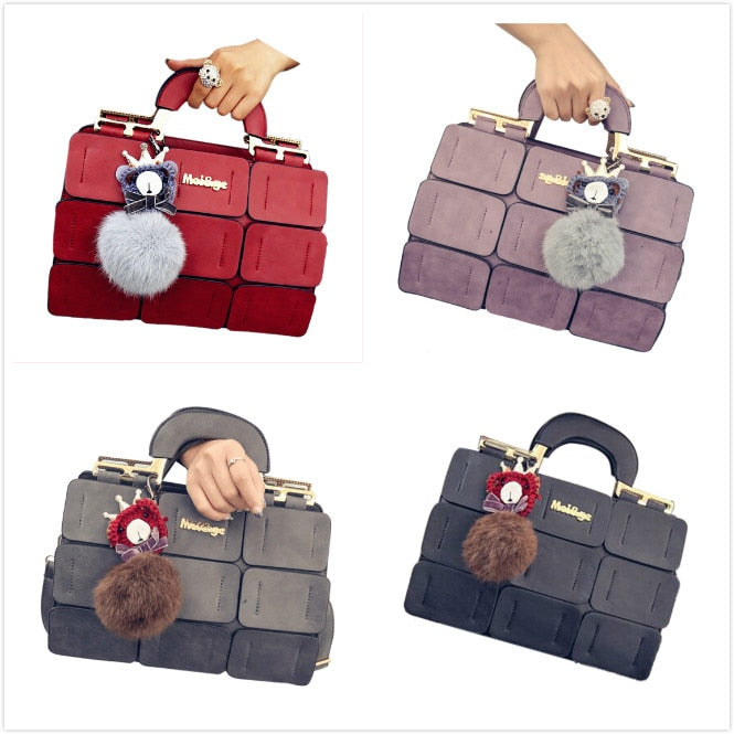 The new spring/summer women bag PU leather suture Boston bag inclined shoulder bag women leather handbags 4 colors - ebowsos