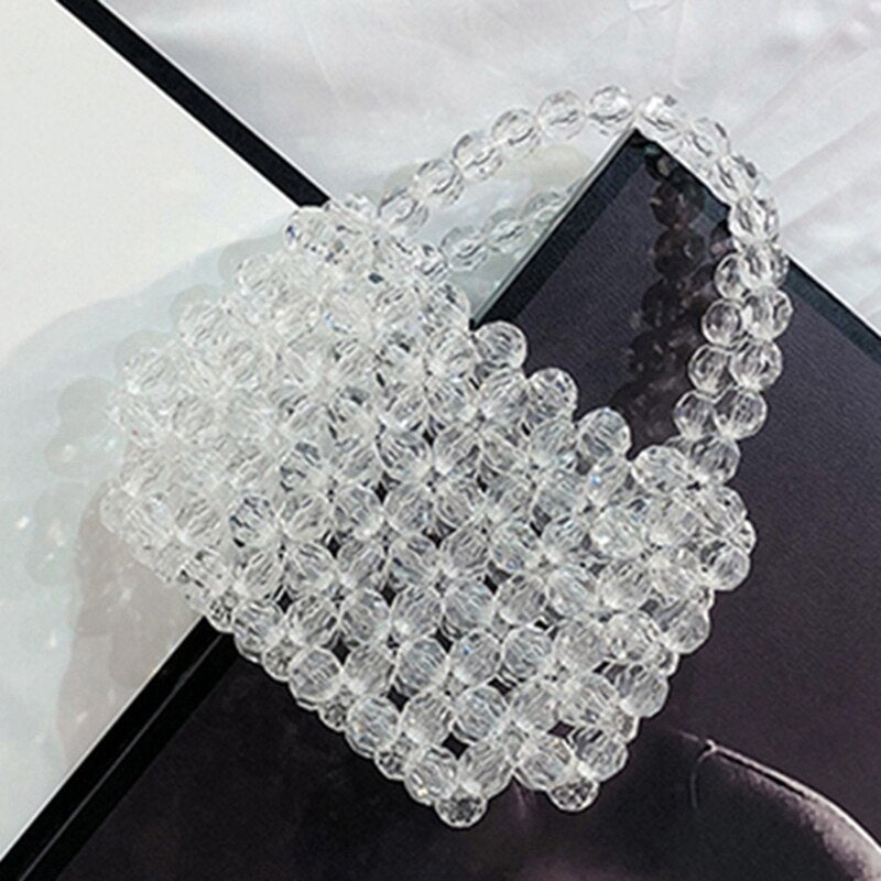 Transparent Crystal Bag Designer Pearls Jelly Bag Clutch Clear Bag Crossbody Messengers Women Crystal Handbag Pouch Totes - ebowsos