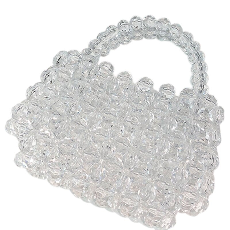 Transparent Crystal Bag Designer Pearls Jelly Bag Clutch Clear Bag Crossbody Messengers Women Crystal Handbag Pouch Totes - ebowsos