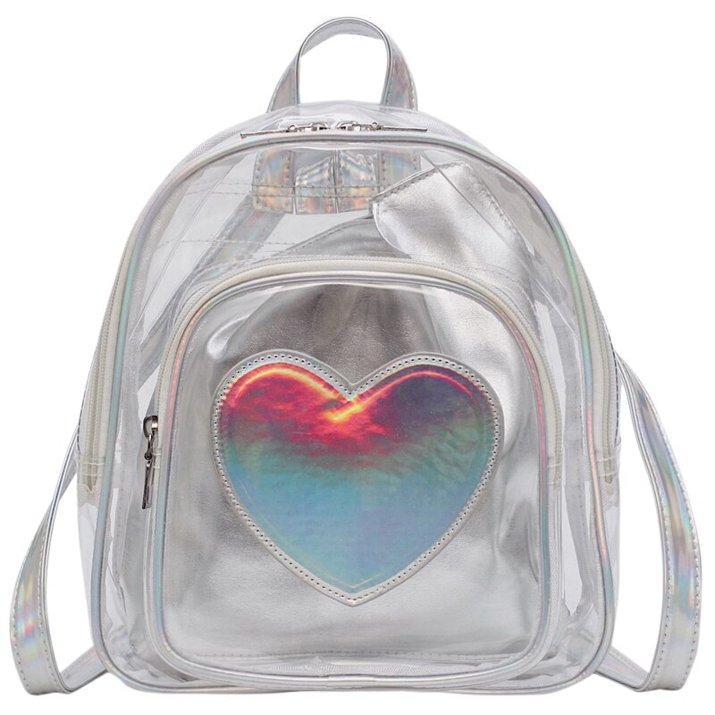 Transparent Love Shoulder Bag Personality Colorful Children Backpack Student Bag - ebowsos