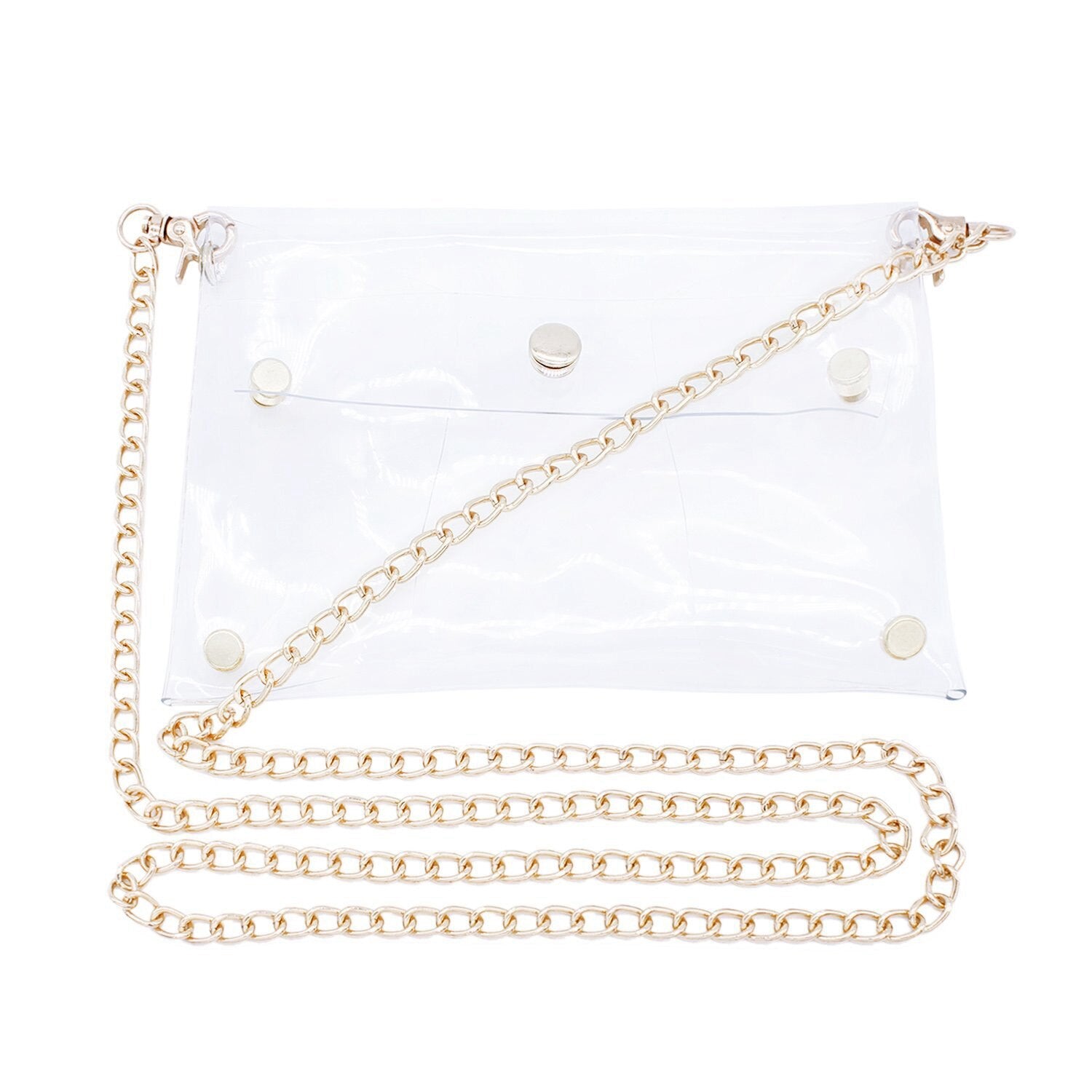 Transparent Shoulder Bag Pvc Messenger Clear Cross Body Bags With Gold Chain Bag - ebowsos