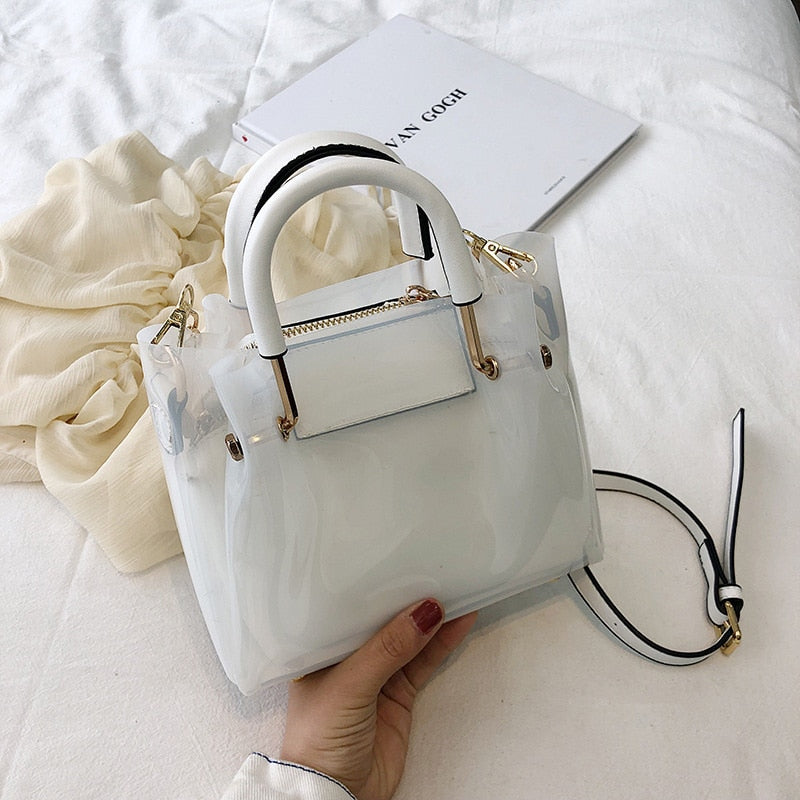 Transparent Small Bag Female Tide Jelly Korean Version Of The Wild Female Bag Shoulder Messenger Bag Handbag - ebowsos