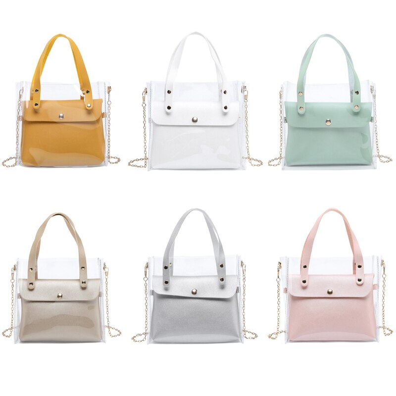 Transparent Small Square Bag Shoulder Diagonal Package Ladies Jelly Package Fresh Packet - ebowsos