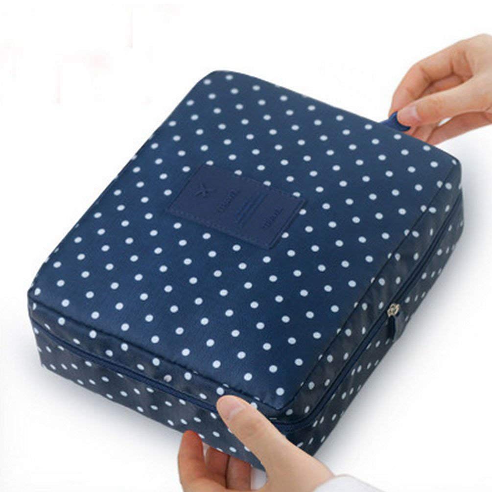 Travel Cosmetic Bag Printed Multifunction Portable Toiletry Bag Cosmetic Makeup Pouch Case Organizer for Travel (Navy Cir - ebowsos